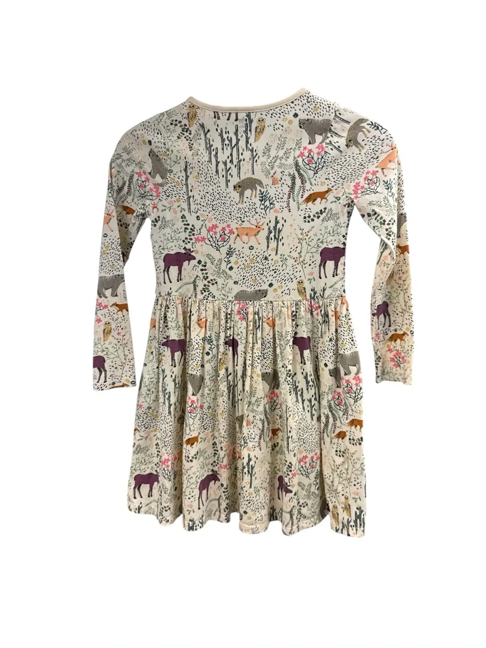 Tea Collection Cream Woodland Animal Print Long-Sleeve Dress